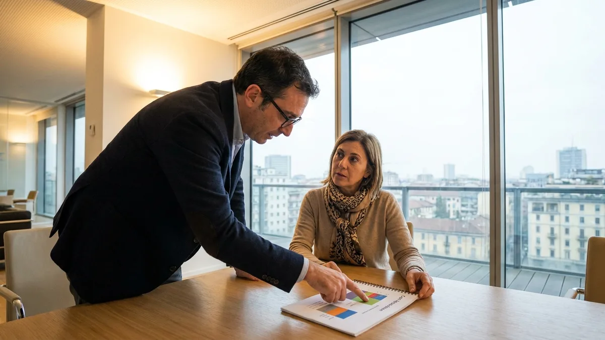 Consulente SEO Milano presenta il preventivo di consulenza a un cliente