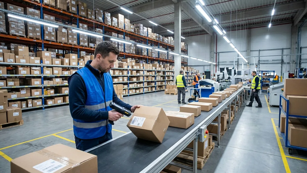 Corriere che prepara le spedizioni, una fase di come funziona un ecommerce